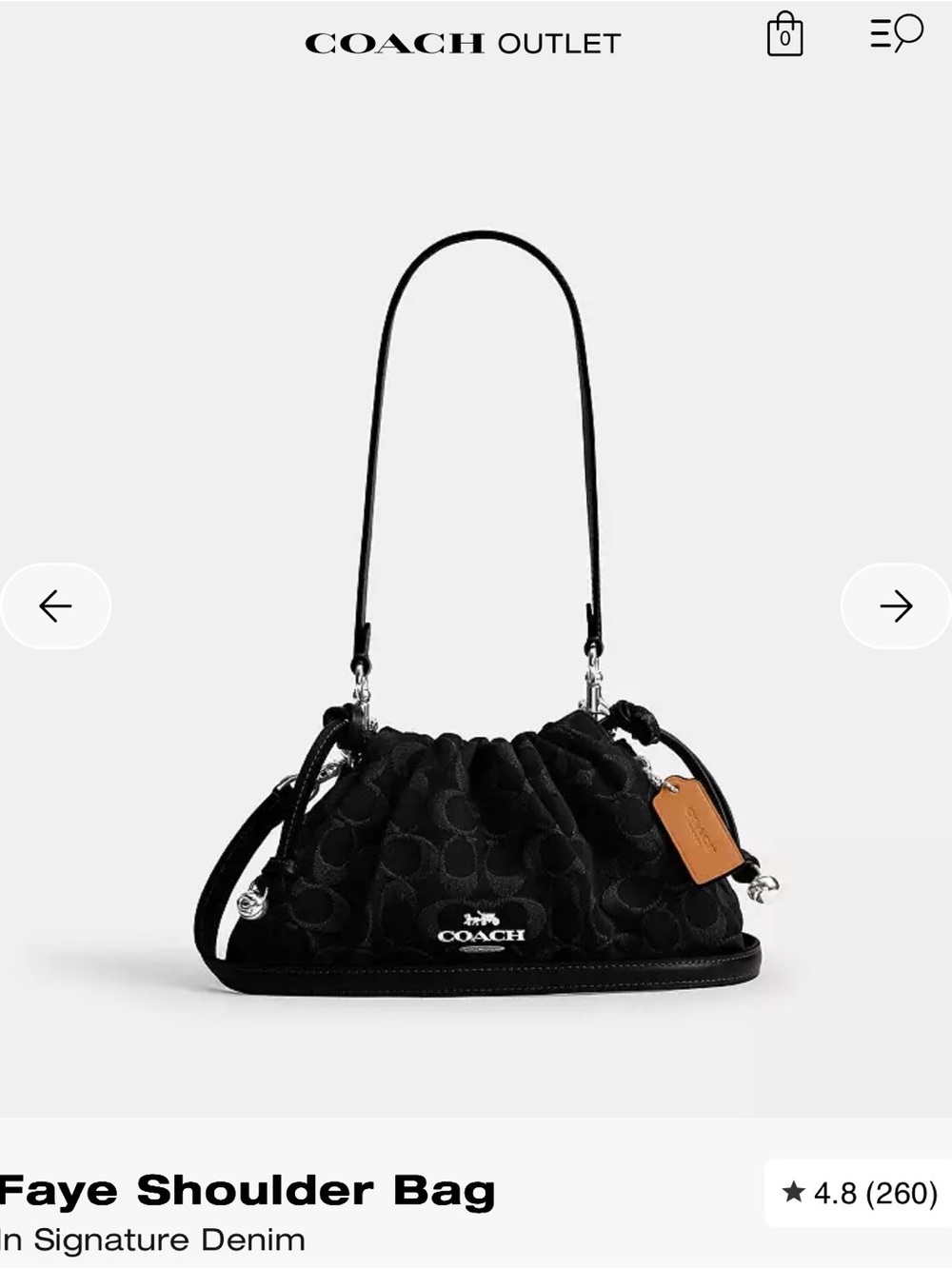 COACH Black Signature Faye Shoulder Bag with Contrast Tag